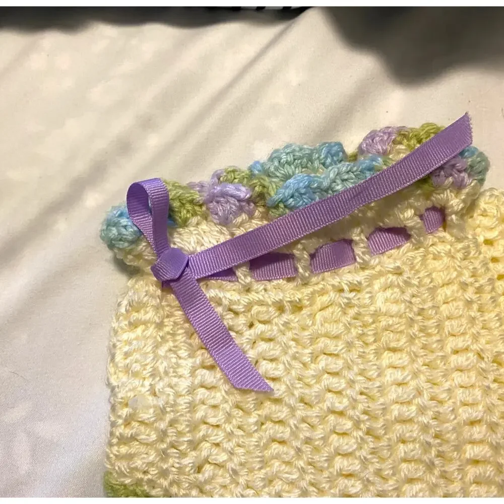 Hand Made Crocheted 2-piece Skirt Set Bunny Spring Easter‎ Girls 24 mo